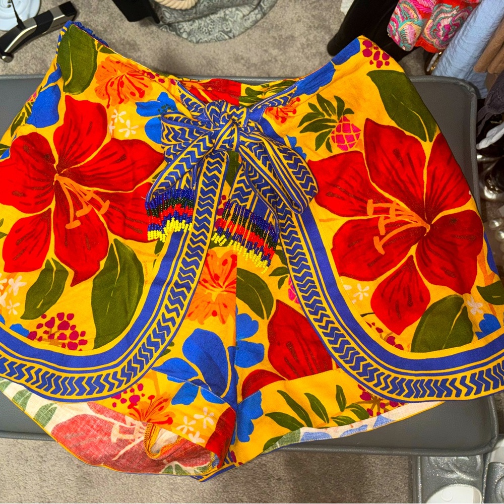FARM Rio High Waist Red and Yellow Tropical Shorts